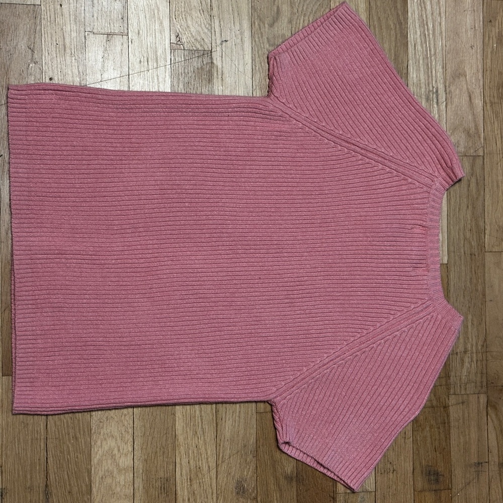 Pink Ribbed Short Sleeve Top - Picture 3 of 3